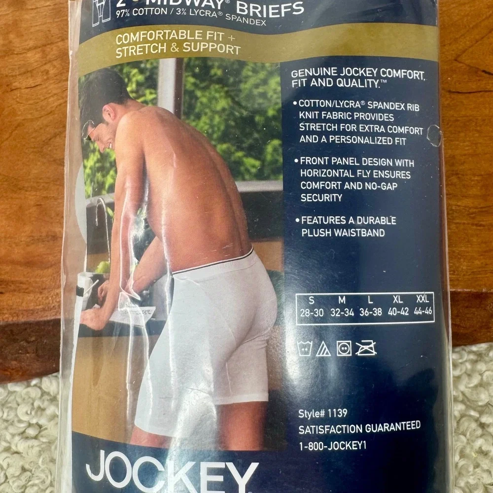 New Oldstock Jockey Pouch Midway Briefs 2-Pack Mens XL Fly Front Cotton Stretch